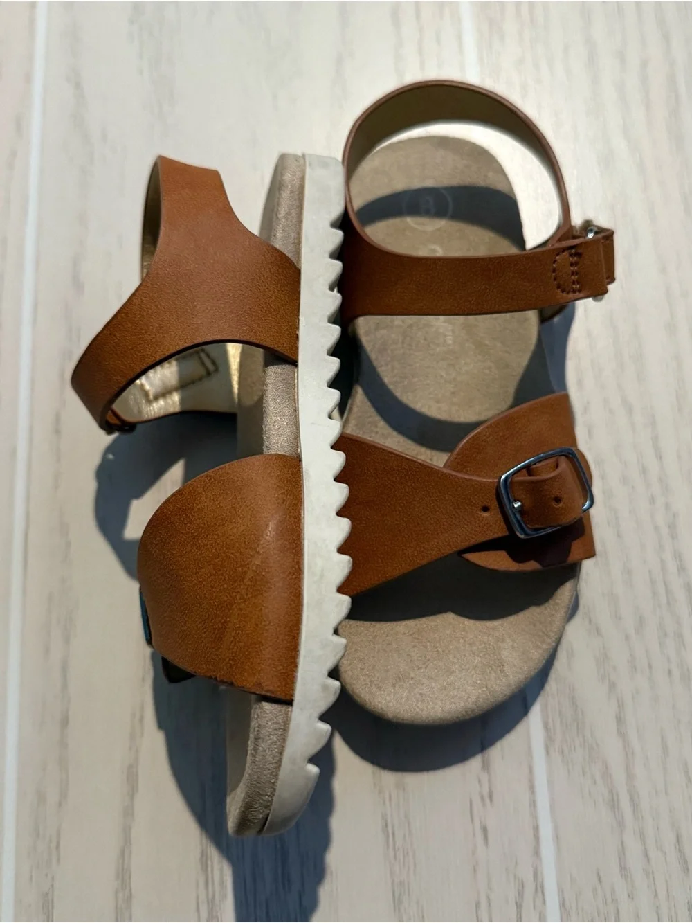 Cat & Jack Toddler Girls Size 8 White Brown Strappy Sandals 2‎ Pair Lot